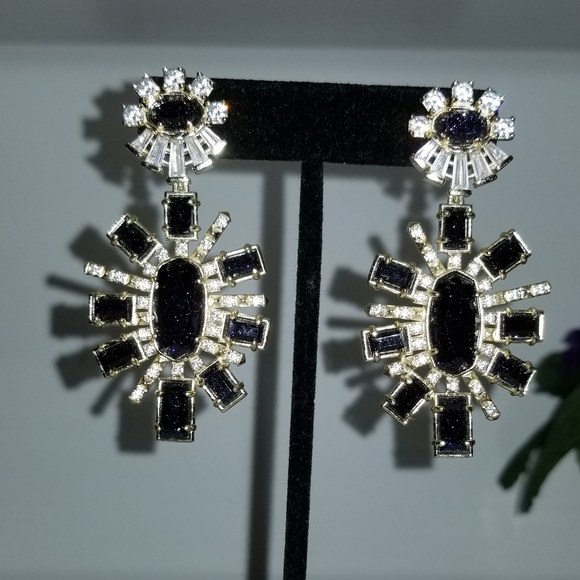 Kendra Scott Statement Earrings Blue Sandstone - Picture 5 of 8